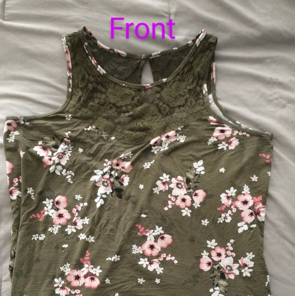 Torrid Olive Floral Sleeveless Lacey Top (size 2X) - Picture 2 of 9